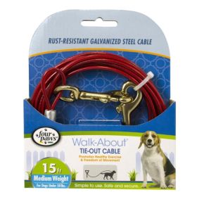 Four Paws Walk-About Tie-Out Cable Medium Weight for Dogs