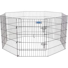 Exercise Pen Single Door and Ground Stakes for Dogs Black - 30" tall