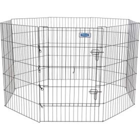 Exercise Pen Single Door and Ground Stakes for Dogs Black - 36" tall