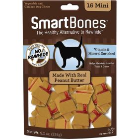 SmartBones Peanut Butter Dog Chews - Mini - 2" Long - Dogs (16 Pack)