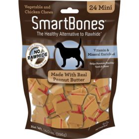 SmartBones Peanut Butter Dog Chews - Mini - 2" Long - Dogs (24 Pack)