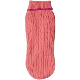 Fashion Pet Cable Knit Dog Sweater - Pink - Medium