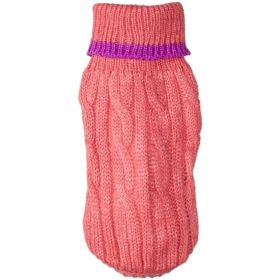 Fashion Pet Cable Knit Dog Sweater - Pink - XX-Small