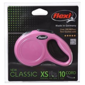 Flexi New Classic Retractable Cord Leash - Pink - X-Small - 10' Lead