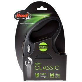 Flexi New Classic Retractable Tape Leash - Black - Medium - 16' Tape