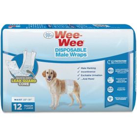 Four Paws Wee Wee Disposable Male Dog Wraps - Medium/Large - 12 Pack