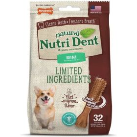 Nylabone Natural Nutri Dent Filet Mignon Dental Chews - Mini - 32 Count