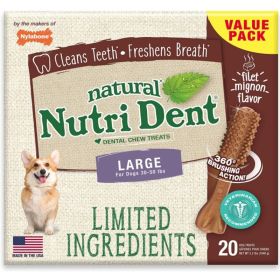 Nylabone Natural Nutri Dent Filet Mignon Dental Chews  - Large - 20 Count