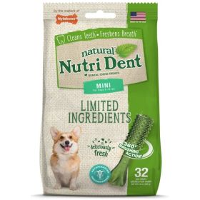 Nylabone Natural Nutri Dent Fresh Breath Dental Chews -Mini - 32 Count