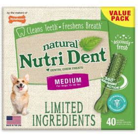 Nylabone Natural Nutri Dent Fresh Breath Dental Chews  - Medium - 40 Count