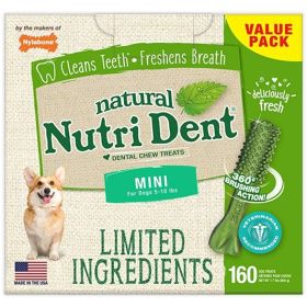 Nylabone Natural Nutri Dent Fresh Breath Dental Chews - Mini - 160 Count