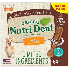 Nylabone Natural Nutri Dent Filet Mignon Dental Chews - Small - 64 count