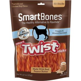 SmartBones Vegetable, Chicken and Peanut Butter Smart Twist Sticks Dog Chew - 50 count